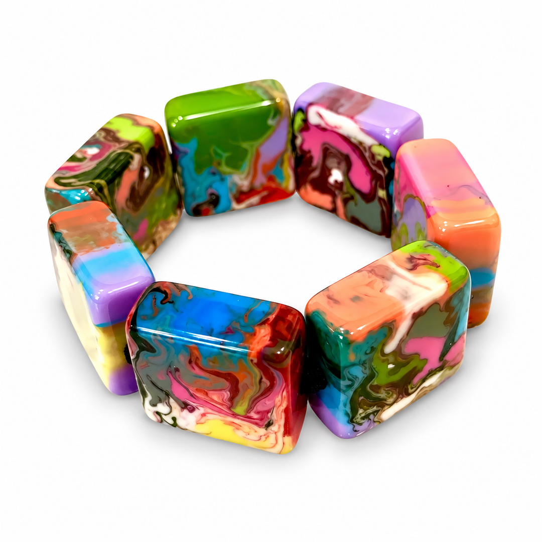 Multicolor Marbled Resin Bracelet