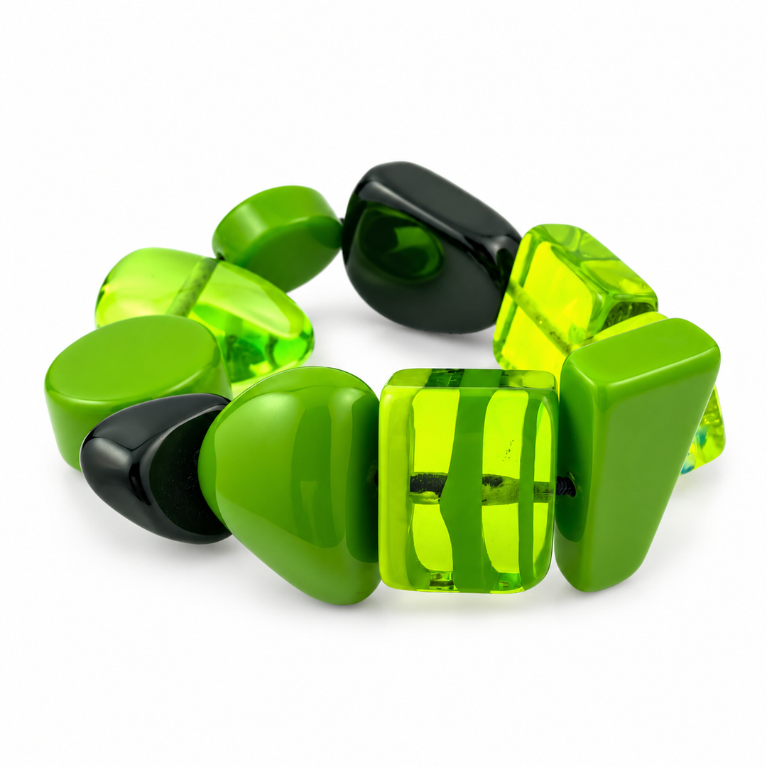Atelier 1701 Green Geometric Resin Stretch Bracelet