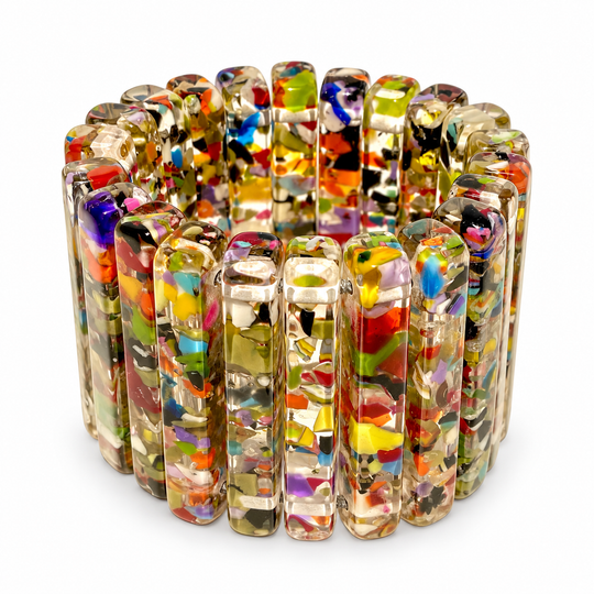 Multicolor Confetti Resin Stretch Bracelet