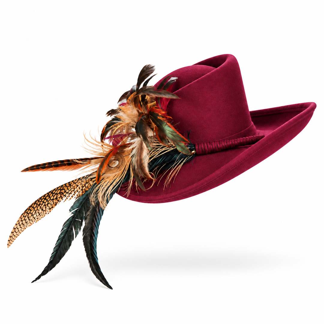 Sombrero de ala media con plumas
