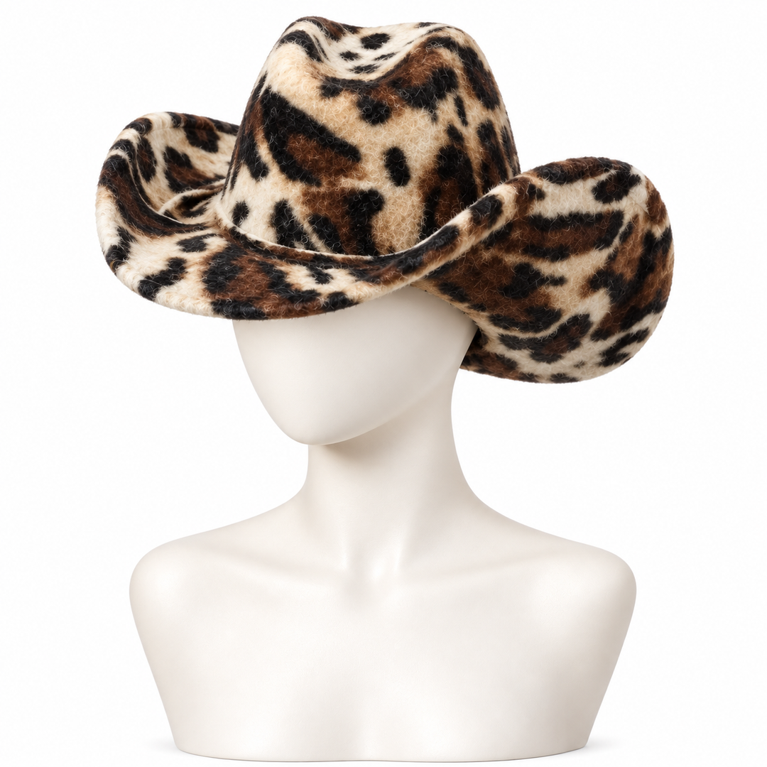 Cowgirl Animal Print Wool Hat