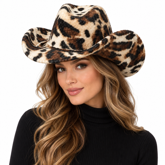 Cowgirl Animal Print Wool Hat