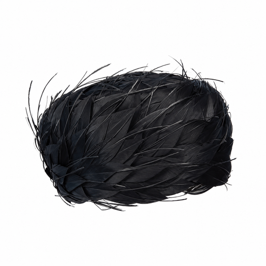 Black Feather Pillbox Wool Hat