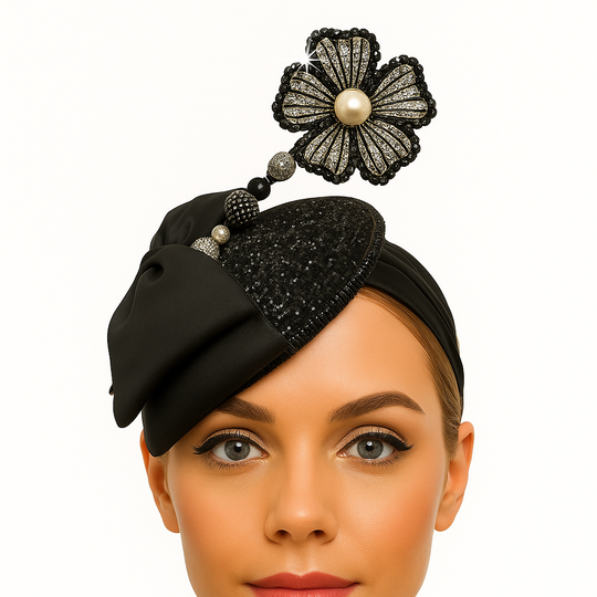 Diadema con joya Shonda, tocado negro