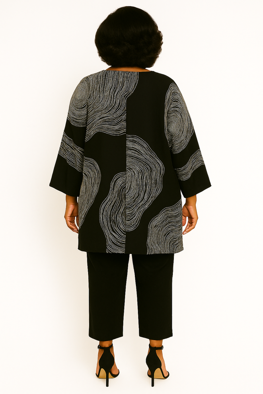 Túnica extragrande Blossom - Negra