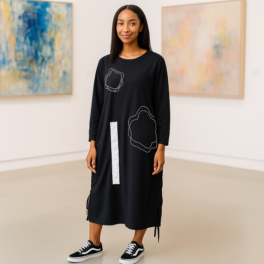 black white panel dress Romantic Maxi Dress  White/Black - M - Women's Fashion
