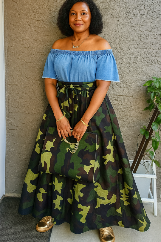 Falda larga maxi - Camuflaje verde