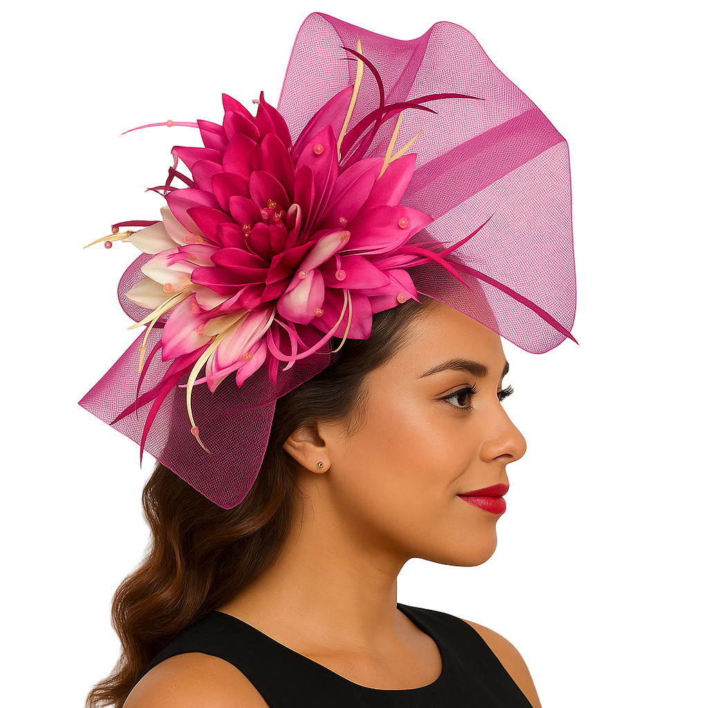 Lotus Illusion Fascinator - Fuchsia Pink