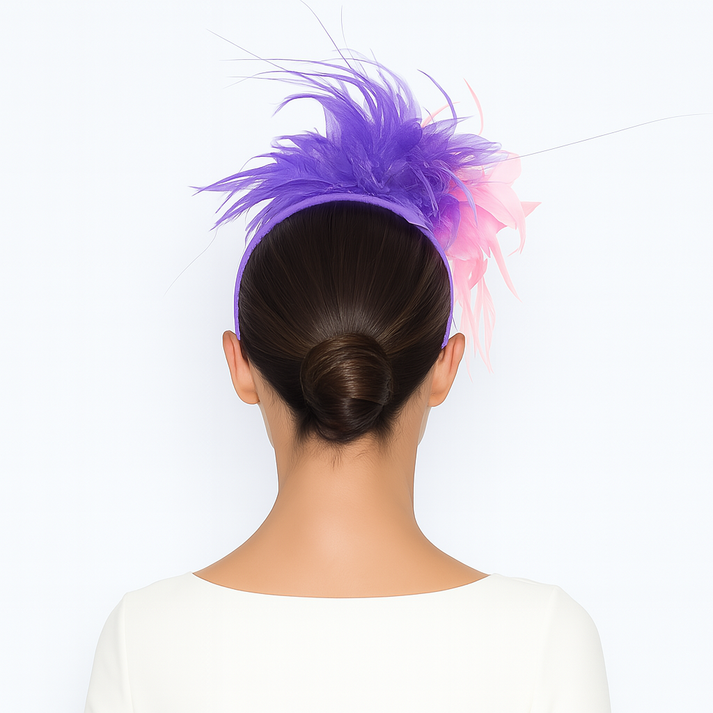 Lavender & Pink Feather Fascinator on Lavender Headband