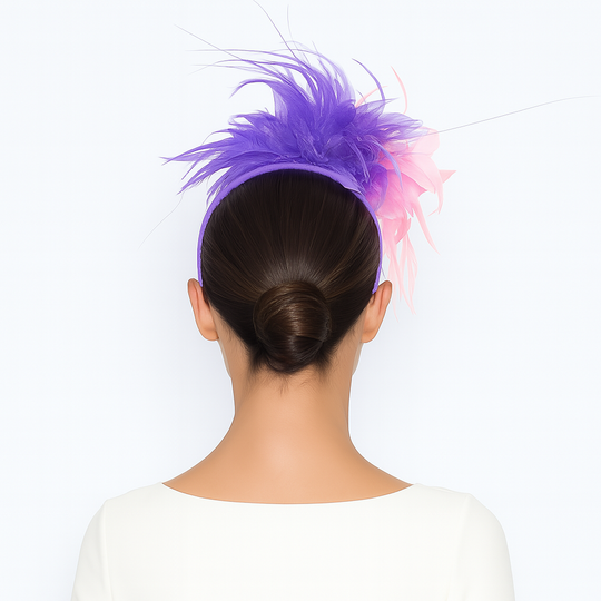 Lavender & Pink Feather Fascinator on Lavender Headband