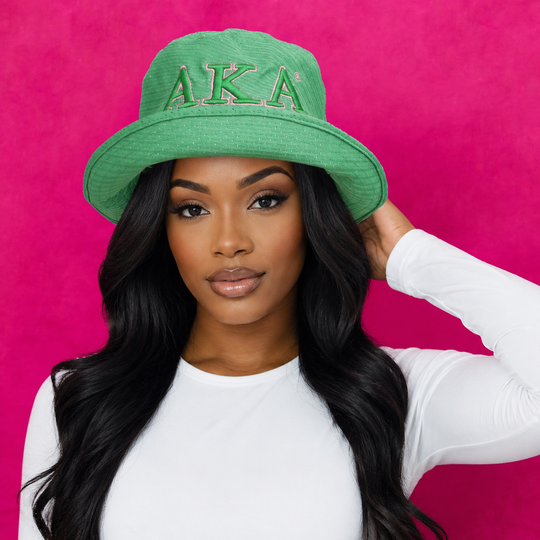 Alpha Kappa Alpha Pink Sports Mesh Bucket Hat - Green
