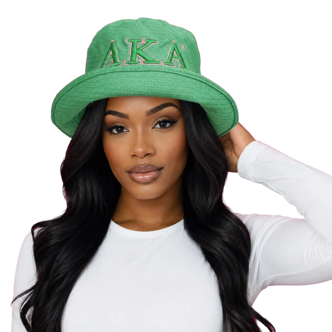 Alpha Kappa Alpha Pink Sports Mesh Bucket Hat - Green
