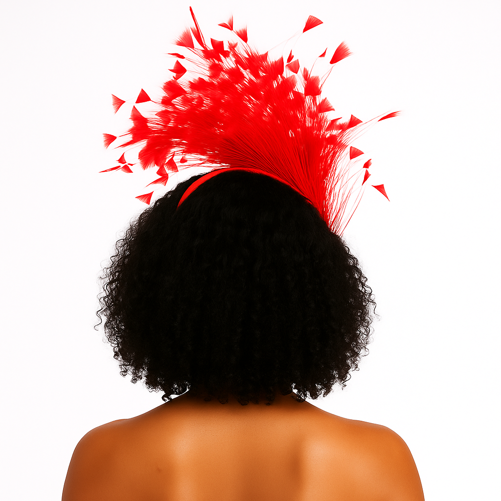 Feather Style Fascinator Headband: Red