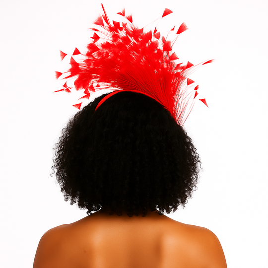 Feather Style Fascinator Headband: Red