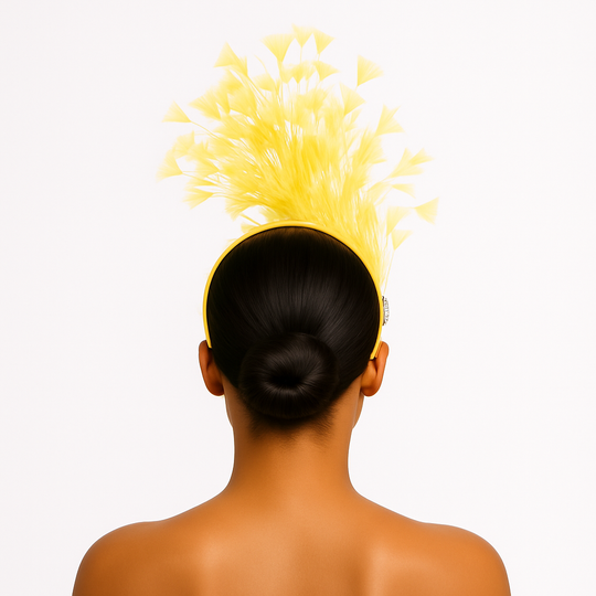 Feather Style Fascinator Headband: Yellow