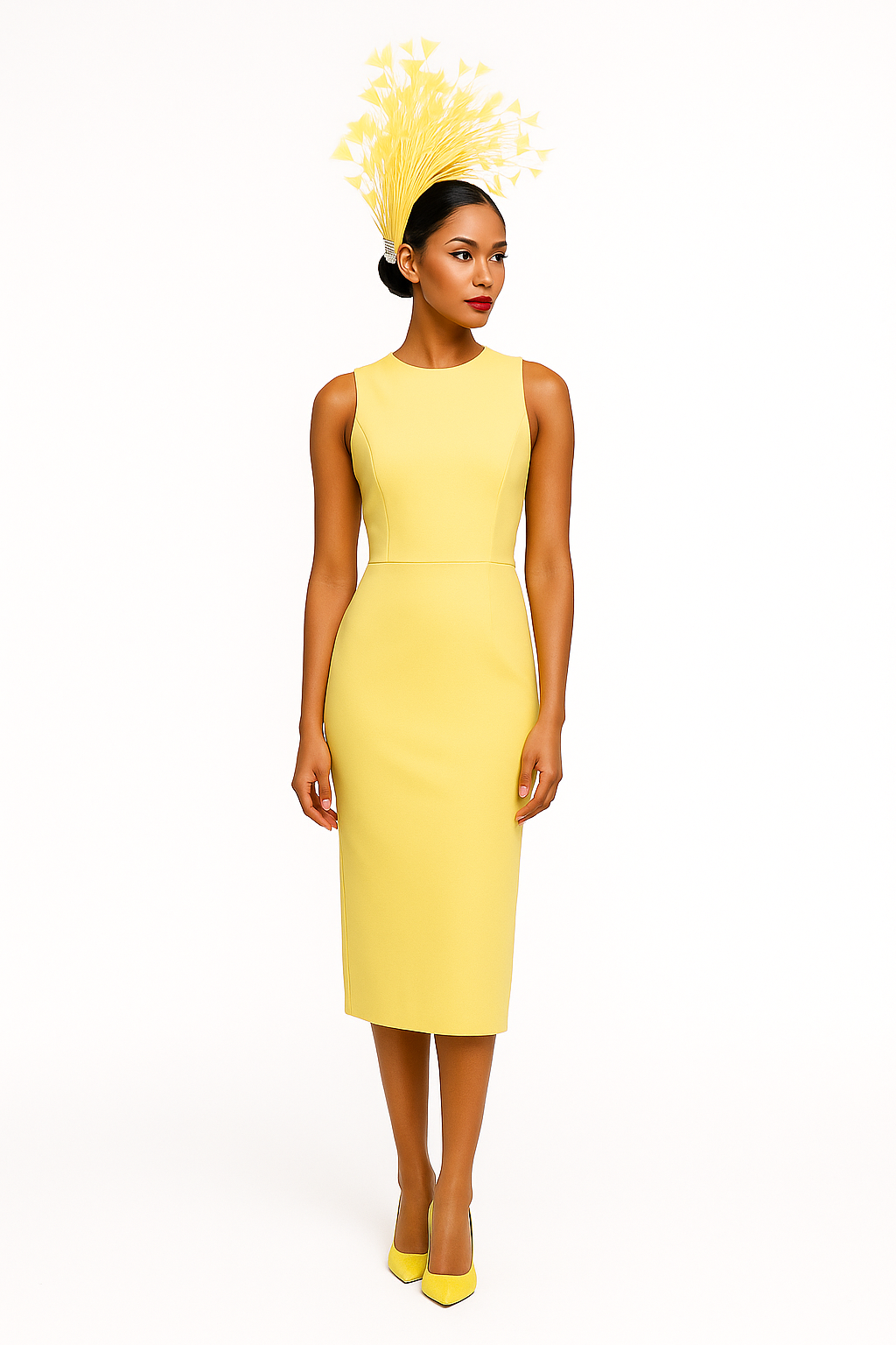 Feather Style Fascinator Headband: Yellow