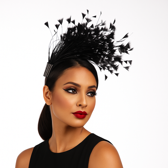 Feather Style Fascinator Headband: Black