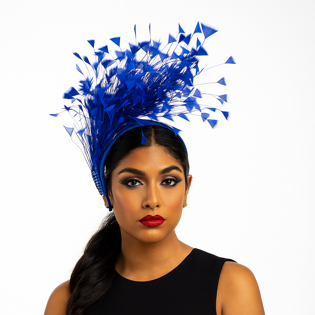 Feather Style Fascinator Headband: Royal