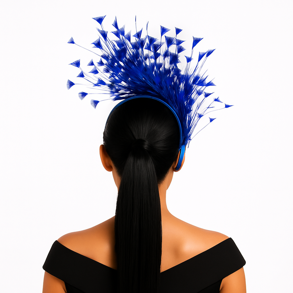 Feather Style Fascinator Headband: Royal