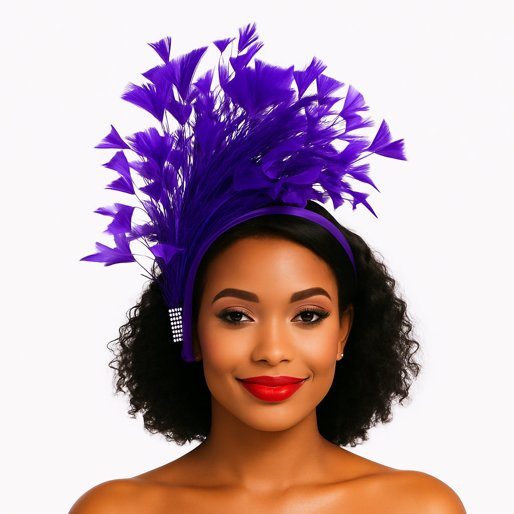 Feather Style Fascinator Headband: Purple