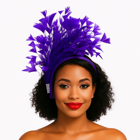 Feather Style Fascinator Headband: Purple