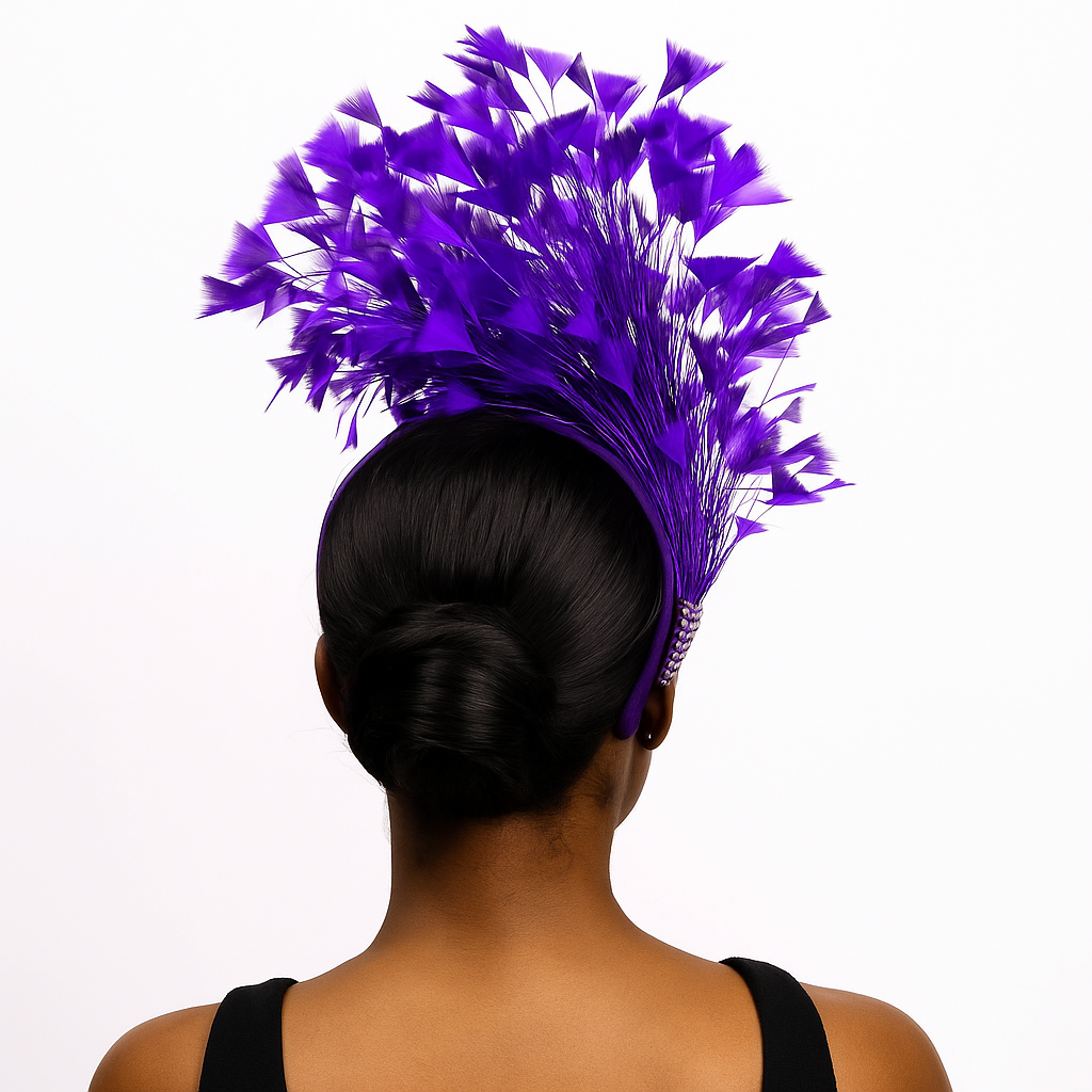 Feather Style Fascinator Headband: Purple