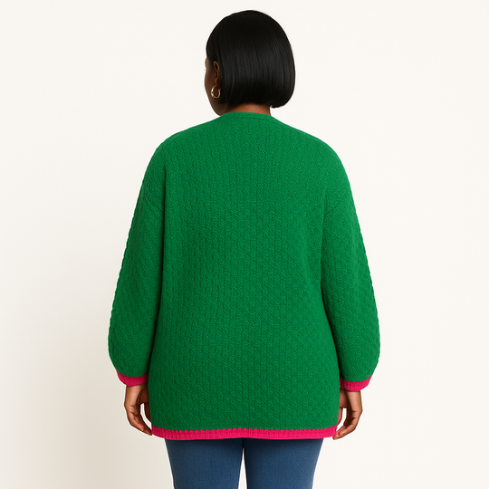 Two-Tone Floral Square Crochet Open Knit Cardigan – Effortless Boho Elegance