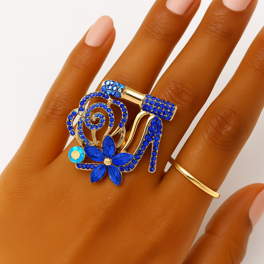 Blue & Gold Women’s Cocktail Ring