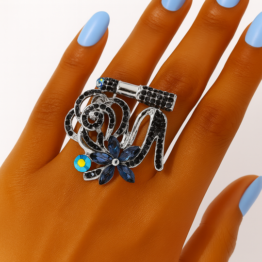 Navy Rhodium Women’s Cocktail Ring