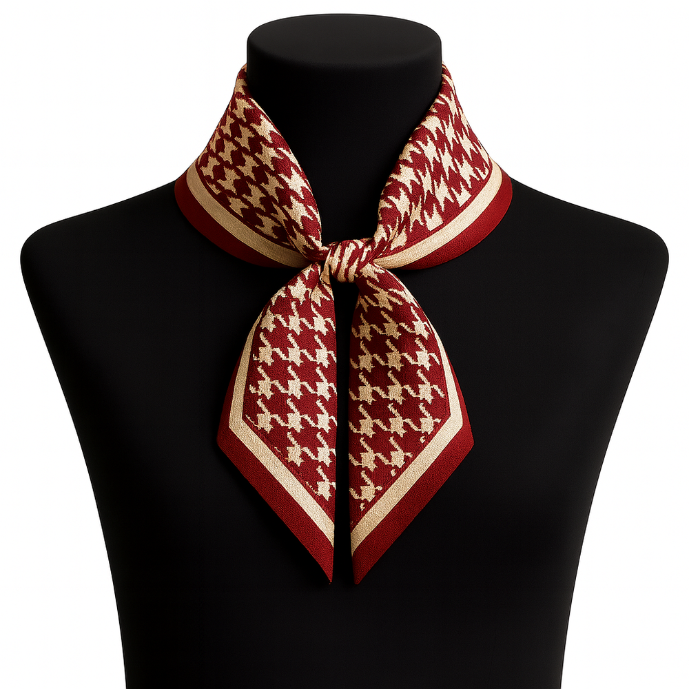 Red & Cream Houndstooth Color Story Square Scarf