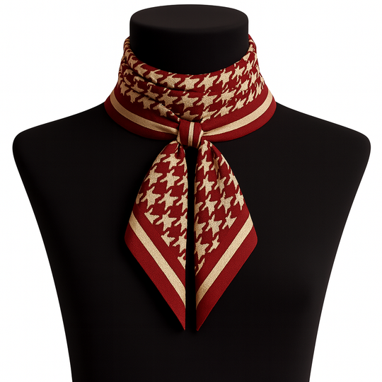 Red & Cream Houndstooth Color Story Square Scarf