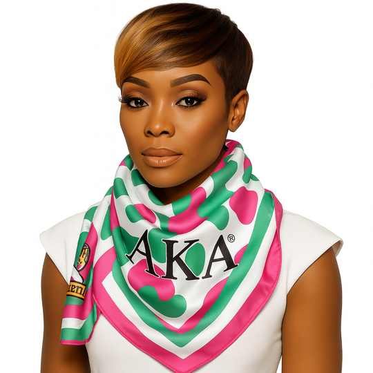 AKA Women’s Scarf – Green & Pink Leopard Print