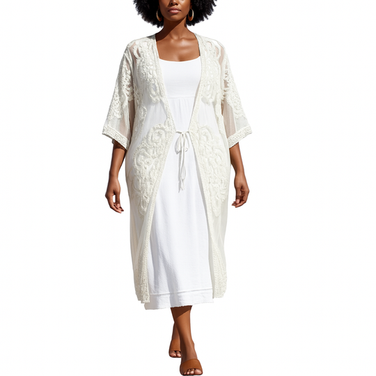Open Front Lace Kimono