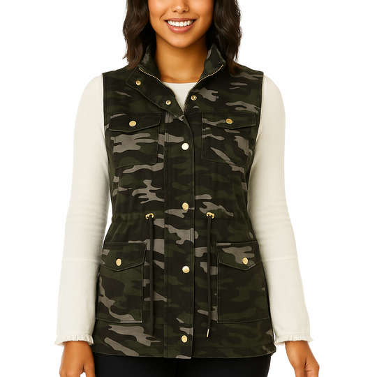 Chaleco de camuflaje Sumner con adornos dorados