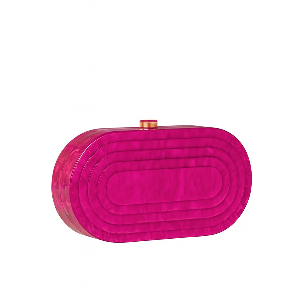 Fuchsia Deco Clutch – Acrylic Crossbody & Evening Bag
