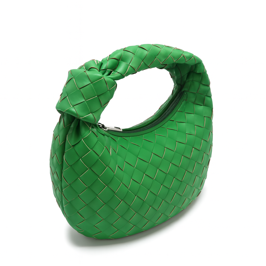 Braided Hattie Bag – Chic Vegan Leather Green Shoulder Handbag