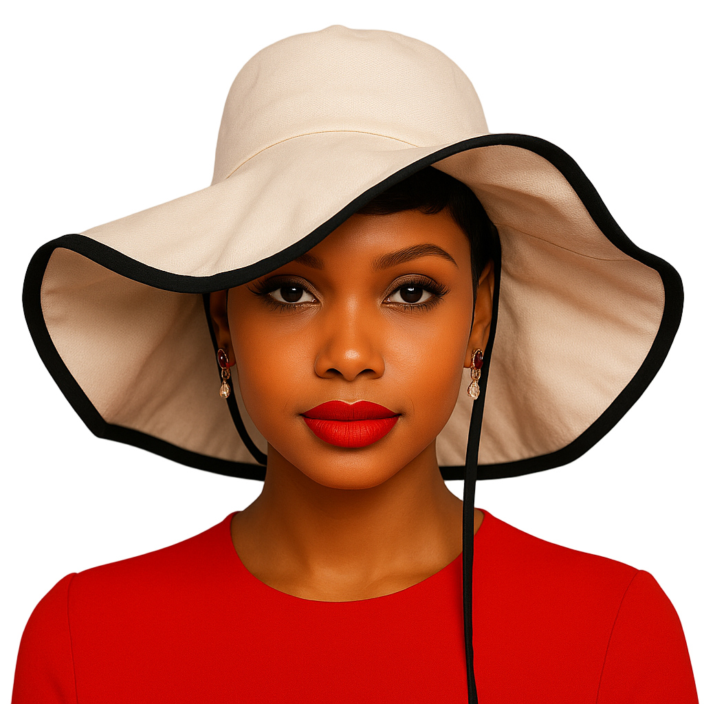 Floppy Sun Hat with Tie - Off White