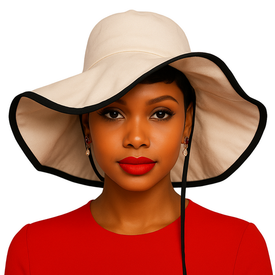 Floppy Sun Hat with Tie - Off White