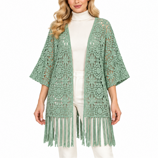 Kimono corto de algodón con frente abierto