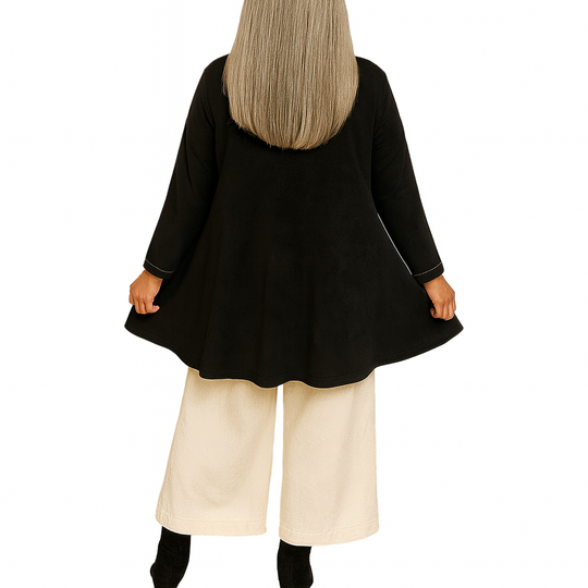 Black Cotton Tunic with Patch Pocket