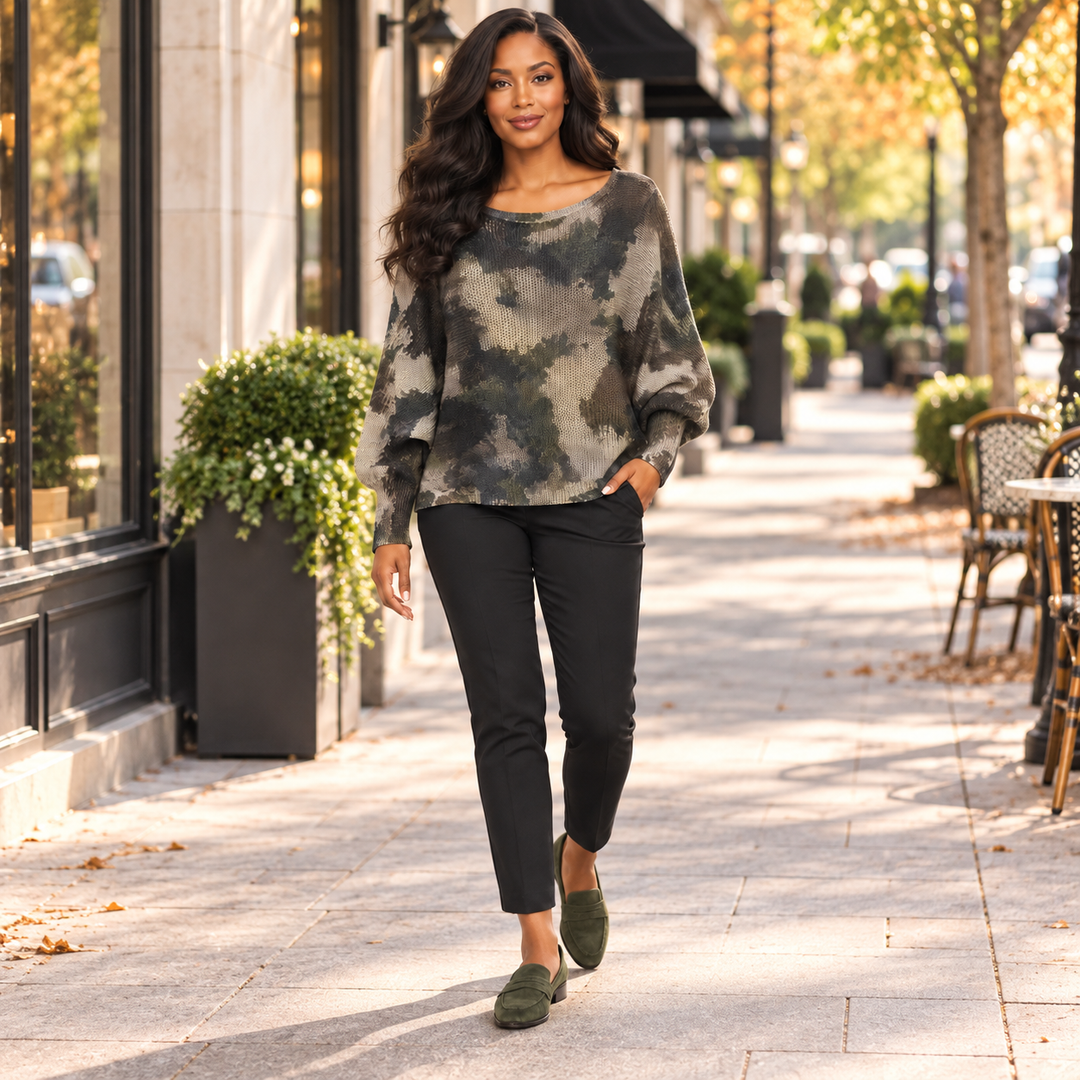 Choco Grey Abstract Italian Knit Sweater