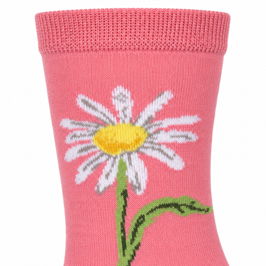 Daisy Bamboo Crew Socks: Salmon Rose