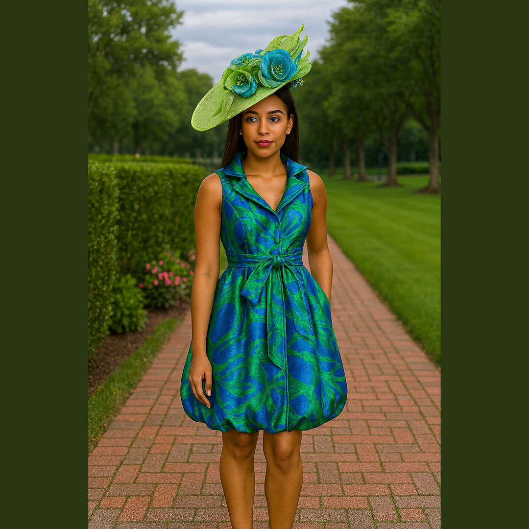 Vestido clásico de brocado jacquard con burbujas - BG