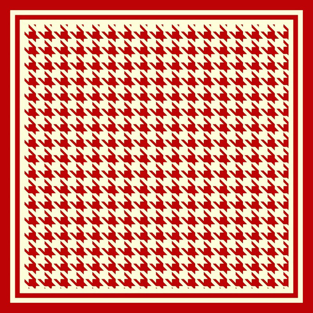 Red and white houndstooth pattern on a red border