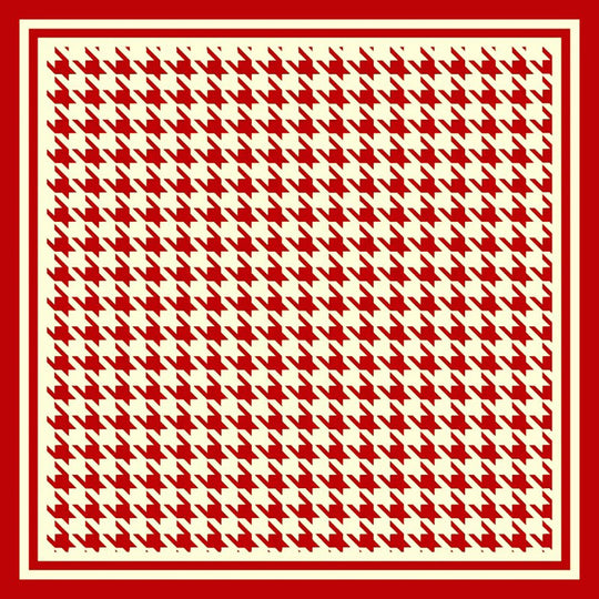 Red and white houndstooth pattern on a red border