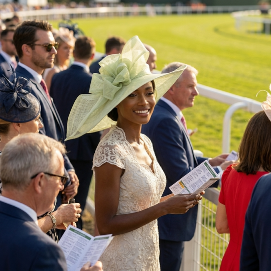 Pale Lime Sinamay Wide Brim Hat with Abstract Bow