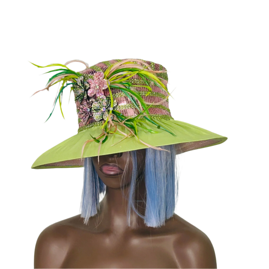 Hats with 2024 feathers and flowers