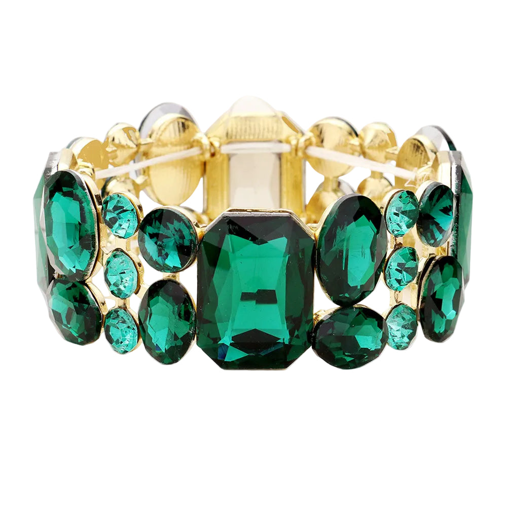 Emerald Green Crystal Stretch Evening Bracelet