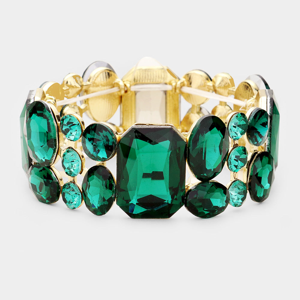 Emerald Green Crystal Stretch Evening Bracelet