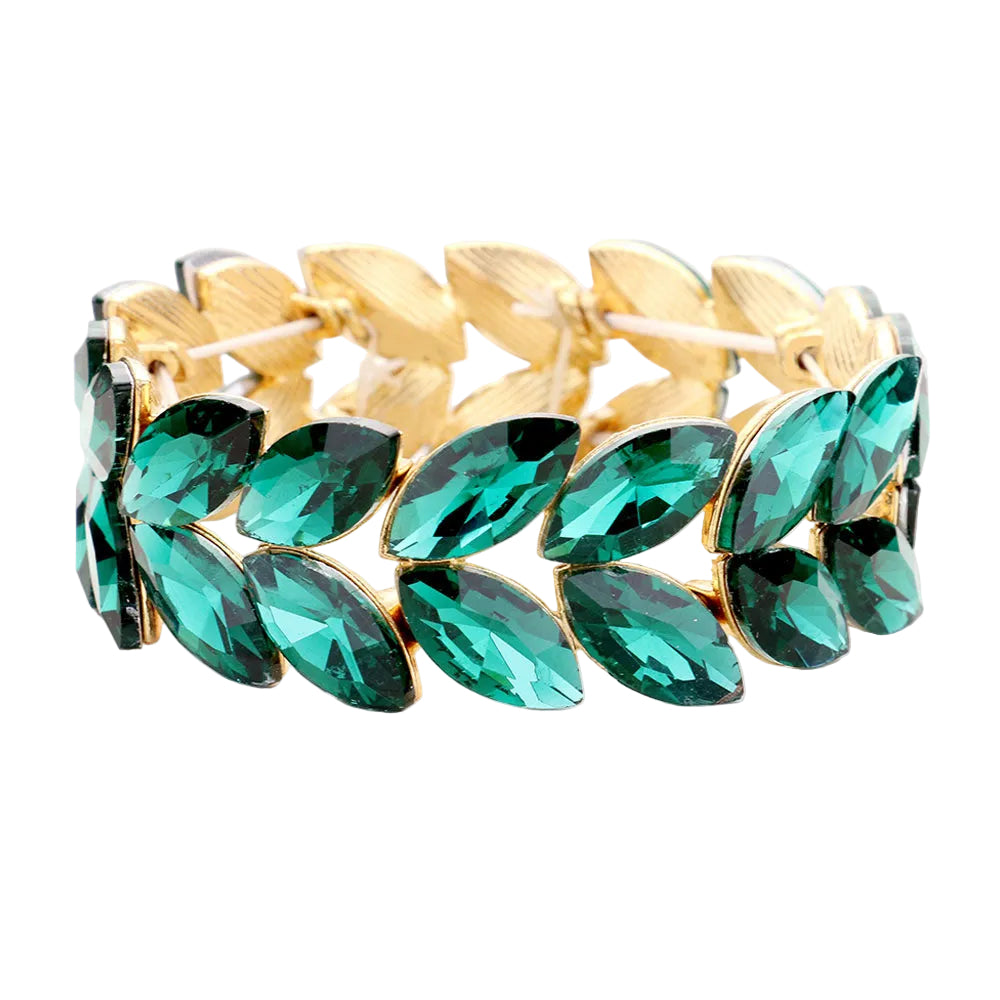 Emerald Marquise Crystal Stretch Evening Bracelet